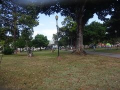 （車を下車します。）
ウッドフォード広場（ダウンタウンの中心の広場）国に反対する人がここに集まる。