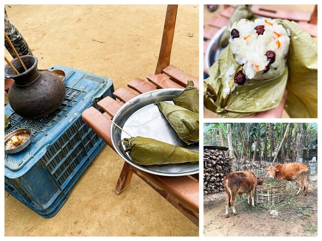 ムスリムのRazbeさんの手前、お酒は遠慮しましたが、<br />チマキのような伝統的なおやつを頂きました。<br />お味はインドやバングラではなく<br />インドシナ半島で食べたことのある優しいお味でした。