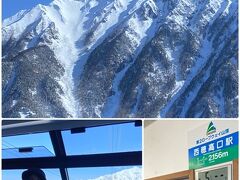 新穂高ロープウェイの山頂駅「西穂高口」に到着しました。
降り口の気温は-5℃ですが、展望台は-7℃でした。