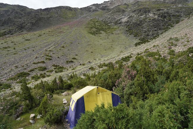 トレッキング中のキャンプの朝は早く、せわしない。