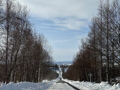 【天に続く道】
知床から帰路に着く途中、【天に続く道】があったので寄り道を。路面凍結のため、道がマダラ模様になってしまい、夏に来た方が綺麗に見えそうです