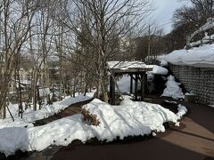 月見橋を渡ったとこには、源泉公園
公園の奥には足湯があります（かなりぬるかった）