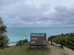 奄美十景。大金久海岸が見えるきれいな場所でした。
天気が良ければもっと美しいヨロンブルーが見えるはず。