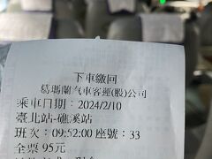 温泉好きの3人なので、正月も営業確認が取れていた礁渓温泉に行くことにしました。台北バスステーションでチケット購入、正月は割引されているようでした。