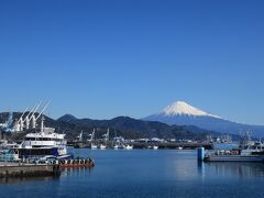 9：15、清水マリンパークから富士山が見えました！　日を厳選しただけあって、最高に美しい！！
