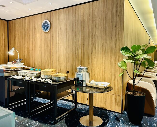 16:05 シンガポール空港着。乗り継ぎ時間は約3時間。<br />すぐにラウンジへ。<br />スタアラゴールドの資格だけで 利用できる、T2ラウンジは広々とした空間です。さすがシンガポール航空本拠地のラウンジ。<br />提供されている食事の種類も豊富。<br />点心類や中華料理がずらり。