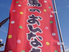 スーパーマーケット「パレット」付近。「中馬のおひなさん」の幟旗が設置されていました。