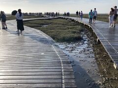 そして、最後の観光地
高美湿地
長いこのデッキの上を歩いて先端まで行きます。