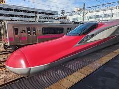 旅の出発は大宮駅からです。
大宮駅から秋田新幹線に乗って、3時間30分ほどで秋田駅に到着です。
秋田駅で撮影したこまちの先頭車両、めちゃ長くてかっこいいです。