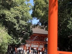 奥の鳥居の向こうに　神社が見えます