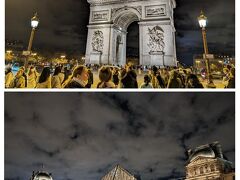 そして夜の凱旋門と、夜のルーブルへ。