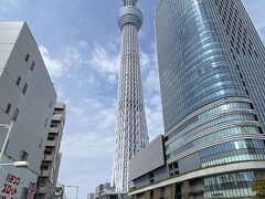 駅目の京成橋からの景色。
目の前にはスカイツリーが高くそびえてきます。