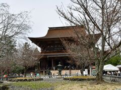 平らだったり、なだらかな登りだったりする道をのんびり進んで金峯山寺本堂の蔵王堂に着いた。ここの桜はまだチラホラだ。

ご本尊の金剛蔵王大権現３体が特別公開中で、順番待ちをして参観した。色鮮やかな大権現の姿も良かったし、ちょうど正午でほら貝を吹き呪文を唱える山伏を身近に拝見できたのも素晴らしかった。