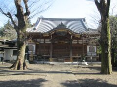 蓮乗寺本堂　日蓮宗の一寺、創建は不詳、十七世紀、開基は得乗院日種、開山は日円和尚、本尊は釈迦牟尼仏です。武蔵野四軒寺の一寺です。山門は閉まっていて、通用門から境内に入る。右奥に本堂、本堂前に日蓮上人像、その他仙路翁墓碣碑があります