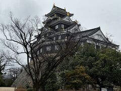 岡山城天守閣。
黒い板張りの外観から烏城との別名をもつ。
不等辺五角形という珍しい形状の三層六階建天守。
戦災で焼失し昭和41年に再建された。