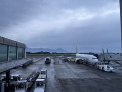 鹿児島空港到着。
乗って来たソラシドエア。
到着したときは雨が少し降っていました。