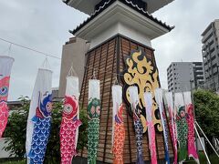 香取神社を後にして、亀戸駅に向かいます。

こいのぼりにひかれて近づいてみると、観光案内所やお土産屋さんの入った『亀戸梅屋敷』という施設でした。