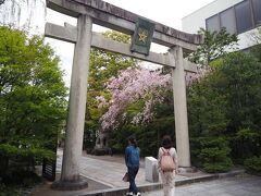 歩いても15～16分の距離をバスはぐるっと回って20分弱で晴明神社前に到着。
バスをぴたりとスポット前に付けて乗客に大通りを渡らせない配慮が素晴らしいし、嬉しい。
乗客は健脚な方ばかりではありませんから。
堀川通沿いの一の鳥居。