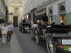 ウィーン歴史地区でしばしば見かけたのがこの観光馬車（フィアカー）です。旅行気分を盛り上げてくれました。