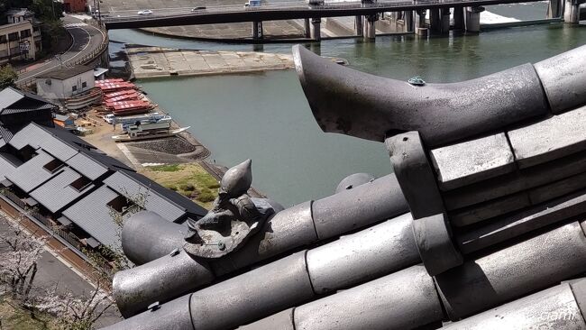 亀の甲羅に桃がのった形の魔よけが見える。