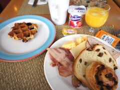 今日はのんびり7時起き。テレビの天気予報では、今日のブリュッセルは曇りで8度。東京は23度かあ。予報は曇りだけど、今はしっかり降ってるし…。
８時にはホテルの朝ごはんへ。同行者のFさんは当初の予定どおりブリュージュへ1泊で行っているので、ひとりでごはんです。
ベルギーらしくワッフル♪ パンも甘いもの多し♪です。ははは

今日は、待望の3時間のアールヌーボーツアーに参加です！ ひゃっほ～
出発は10時で、スタートが隣りの隣りのメトロポールホテルと近いので、ぎりぎりまでホテルで日記書きをしておりました。