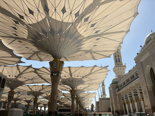 後日リヤドで出会った日本人のご夫婦は、預言者のモスクに近付こうとしただけで注意された、とのこと（普段着だったそう）。あまり厳密に取り締まっている風ではありませんでしたが、訪ねる方はどうぞ無理のない範囲で。インシャアッラー。