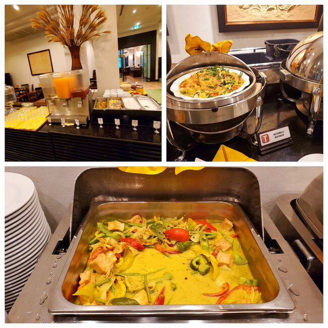 アモックやカンボジアカレー。<br />ベジタリアン料理コーナーも。<br />洋食はソーセージ、ベーコン、パンケーキ、グラタン<br />シリアル、ヨーグルト等もありました。<br />