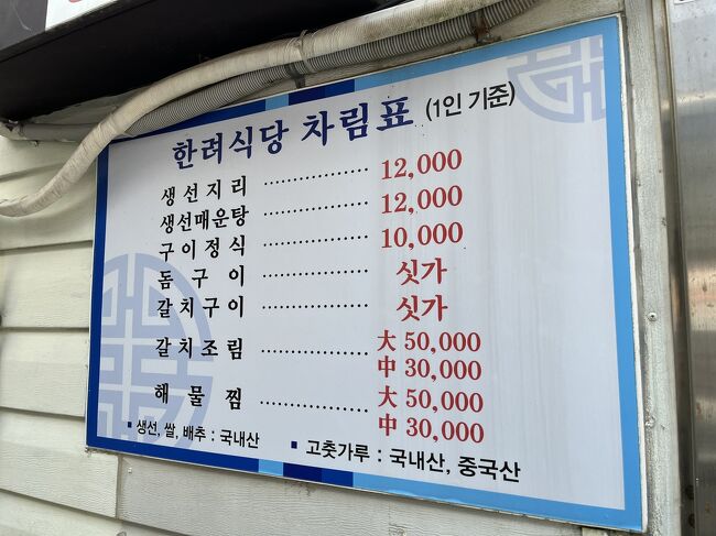 定食10000wonに目が止まる