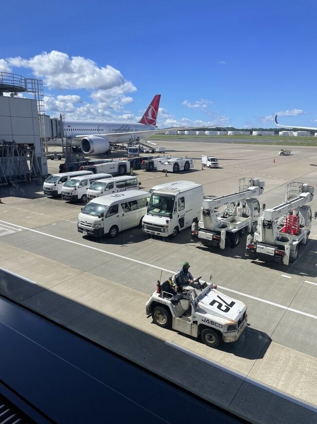 成田空港から出発。<br />海外旅行は大学生の時以来で久しぶりの飛行機、そして初ターキッシュエアラインズにドキドキ…<br /><br />無事離陸し配られた機内アメニティポーチがとても可愛くてテンションあがりました。<br />写真を撮り忘れましたがカラフルなトルコのイラストが描かれたポーチで、何色かありました。