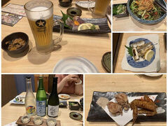 きょうはさっさと夕飯を食べよう。ホテルにチェックイン時に渡されたクーポンが使える三瀬でいいか、ちょうどホテルの目の前にあるし。ところが、その店はラストオーダー11時とか、書いてあったのに8時半で既に「もう閉店です」。仕方ないので、少し歩いて「長崎居酒屋　和」へ。クーポンを使うと1人？2000円以上の注文で、刺身とビールがつくのでリーズナブル。あとは長崎の地酒飲み比べセットや手羽先などを注文。2人で5650円で満足でした