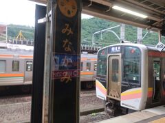 08時18分 終点水上駅に着いて､08時28分発の長岡行の一番電車に乗換て