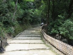 表門券売所で入場券を購入。階段を上って天守を目指します。
石畳になっている箇所がありますので、滑りにくい靴で行くことを勧めます。
