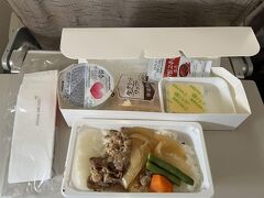 OZ107便
成田→仁川　　アシアナ航空
確か「すき焼き」と言われていたように思う。左上の丸いものはお水。右は卵豆腐。デフォルトなのか、他の方も搭乗記を見ても、だいたいこんな感じ。
豪華とは言えないまでも、日本人好みの味付けで、普通に美味しいと思いました。
食後にはコーヒーを頂きました。

前後しますが、上野→成田への移動は「スカイライナー」を初利用（地方在住なので、成田空港は３０年ぶりの利用）。
「スカイライナー」チケットの買い方が理解できておらず、ネット予約したつもりが自由席特急券だけを購入していたことが分かりました。当日、指定席への変更と、乗車券の購入が必要でした。京成上野駅の窓口の係員さんに尋ねたら、すごく怖かった。「は？」みたいな対応で「現金だけ」（たぶん、窓口ではという意味かと）って言われた。人数分チケット購入できる現金を持ってて本当に良かった。外国人の対応や、急ぎの人も多いだろうから、あんな感じになるのかな。JR広島駅の係員さんと似た感じを受けました。