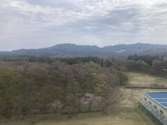 朝ホテルの窓から、天気はイマイチ。
標高が結構高いがこのあたりも桜はもうほとんど散っている。