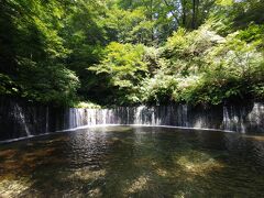 緩い山道を少し進むと、名前のとおり白糸の滝。