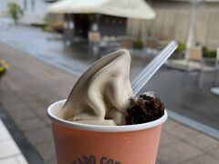 雨は激しく降ったり、止んだりの不安定なお天気になりました

雨が上がった時を狙って、旅の目的である「ミカドコーヒーのモカソフト」を食べました！
プルーンとモカソフト、合いますね！美味しかったです