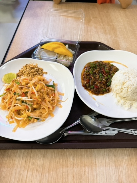 ほのぱぱはパッタイファイタルの味が忘れられないため、最後はパッタイをオーダー！ほのぴーは滞在中食べれなかったガパオライスを最後にオーダー！！<br />あとマンゴーも。