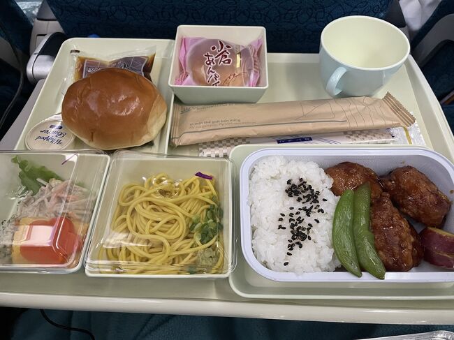 そしてお食事<br />こちらは和食のお魚を揚げて照り焼き風の味付けにしたもの<br />あれ？チキンだったかな？？<br />とりあえず美味しかったです^ ^