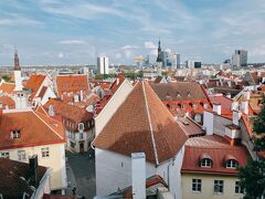 旧市街西部の展望台から撮った、旧市街とその奥に見える新市街の高層ビル群