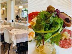 まずは10時オープンのレストラン ベルヴェデーレで先にランチをいただきます。
10時少し前に着いた時点ですでに結構の行列ができていました。
順番に案内されているようで少し待ちました。

こちらのレストランも休館が決まって以来お客さんが増えたようで、ランチコースやおまかせコースは休止していて、カジュアルコース（と単品）のみになっているようでした。
カジュアルコースは前菜盛合わせ、パン、ドリンク付き。
前菜盛合わせ、どれも美味しい。