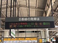 上野駅9:14発の「こまち11号」を予約していたため、9時前に上野駅に到着しました。
東北新幹線の改札口に人だかりができており、不穏な空気が漂っていました。
駅内の放送によると、東北新幹線は運転を見合わせており、運転再開は未定とのこと。
しばらく改札口付近で様子を見ていましたが、ネットで、東北新幹線と秋田新幹線の連結が外れた事故が原因との情報を入手しました。
再開には相当な時間が掛かると判断し、みどりの窓口に行くと、既に長蛇の列となっていました。
40分ほど並んで、みどりの窓口で相談をしたところ、常磐線が臨時で仙台までの直通運転をするとのこと。
新幹線なら1時間半の道のりが4時間半になる行程ですが、せっかく予約したホテルには泊まりたかったので、常磐線の席を取ってもらいました。
新幹線はえきネットのチケットレスで予約していたので、運休になった新幹線の分は何もしなくても後日返金されるとの説明でした。
11:00上野発の常磐線「ひたち9号」は満席。
水戸以北は席が空き始め、仙台まで乗ったのは乗客の3分の1ぐらいだったと思います。