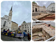 宮殿前のミヒャエル広場は工事中かと思ったら、どうやら遺跡の発掘中？のようでした。

この近くにアドルフ・ロースが設計したロースハウスがあったのに、下調べ不足で見逃しました( ；∀；)

旅行記を書く時に地図で調べたら、たぶんこの時私が立っていた場所のすぐうしろ側だったようです…（振り返ってさえいれば！笑）