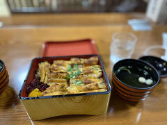 名物のアナゴ飯をいただきます。ふわふわで、甘いタレが絶妙でした。