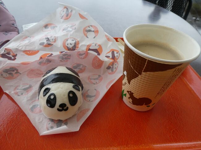 ランチに食べたパンダ饅。中は肉まんで、手のひらサイズ。