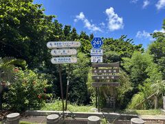 11:00
都道最南端 母島 南崎 へ。
ここが車で行ける都道最南端の場所になります。都道...。東京都とは思えないけど東京都！


ここから、南崎の絶景を見るために、小富士山頂へトレッキングしにいきます。
都道最南端のこの場所から徒歩1時間です。

途中には、3つのビーチ（蓬莱根・ワイビーチ・南崎）に寄ることも可能になっていて、
蓬莱根海岸は潮が引いたときだけに道が現われ、陸とつながる島です。
なので、タイミングによって泳いで渡る形になります。