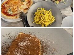 夜7時半。アリーナ、ブラ広場を囲む
素敵なレストランテでお食事。
タコとセロリのアンティパスト、
ワイン、ピッツア、パスタ、
ティラミスとカプチーノ。二人で
75ユーロ（12,000円）お腹いっぱい。
メニューが各お店の前にあるので
安心。ちょっと注文しすぎたかな？
『Ristorante Pizzeria Olivo 1939』