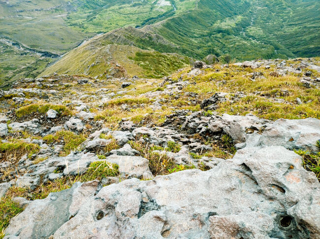 登っている時は休憩を入れずにゆっくり写真を撮りながら山頂を目指したけれど、下りは何度も休憩。<br />汗びっしょりだし、息切れもするし、飲み物を飲みながら、落ち着いてゝと呪文のように唱え、慎重に一歩ずつ…