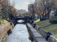 テレビ塔近くの創成川

河畔に座る人がちらほら。4日前に積もった雪はすっかり消えたけど、立冬が過ぎたのでタイトルはやっぱり 初冬とするべきだったかな‥