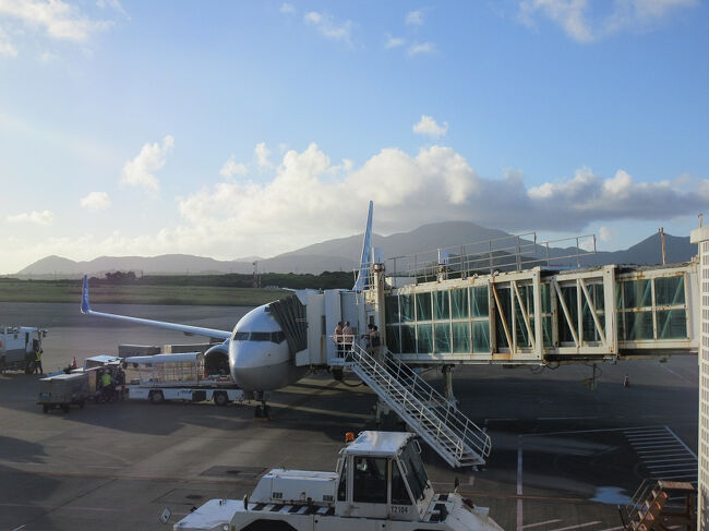 石垣空港へ到着<br />予定よりも15分位早く着いた<br />17時だけどまだ明るい