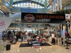 ■2024年6月8日（土）
普段より少し遅めに行動し、12:00頃、宮崎空港に到着。
空港には何故かオートバイのハーレーが展示してありました。
そういえば羽田の第二ターミナルにもベンツが置いてありますね。
空港でバイクや車の衝動買いをする人がいるとも思えず、展示に何の意味があるのか不思議です。